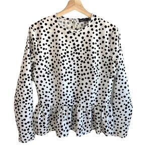 Boohoo Polka Dot Peplum Top
